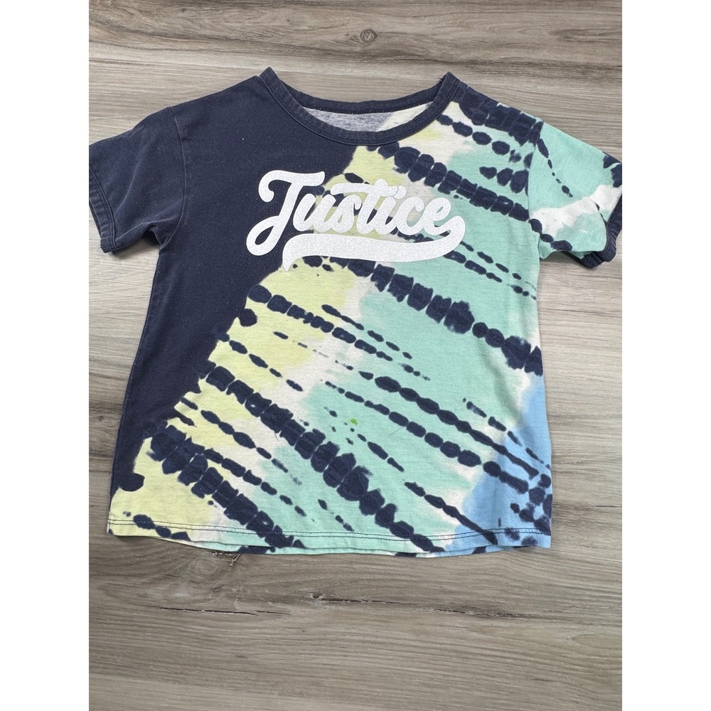 Justice Girls Tie Dye Graphic T Shirt Cropped Short Sleeve Top Size S